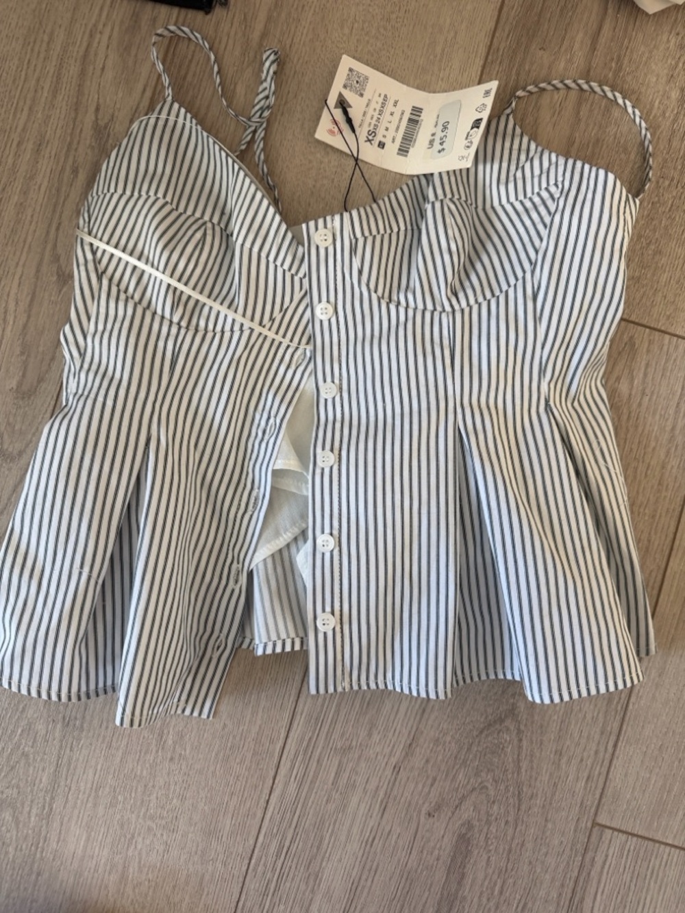 ZARA Striped Black & White Button-Front' Cami Top